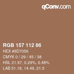 Color code: RGB 157 112 86 | qconv.com