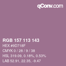 Color code: RGB 157 113 143 | qconv.com