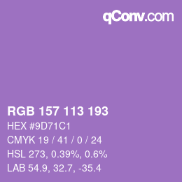 Color code: RGB 157 113 193 | qconv.com