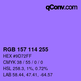 カラーコード: RGB 157 114 255 | qconv.com
