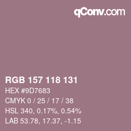 カラーコード: RGB 157 118 131 | qconv.com