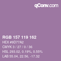 Código de color: RGB 157 119 162 | qconv.com