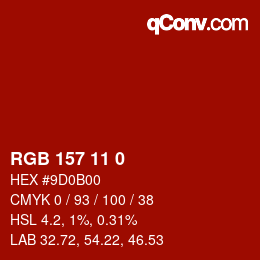 Color code: RGB 157 11 0 | qconv.com
