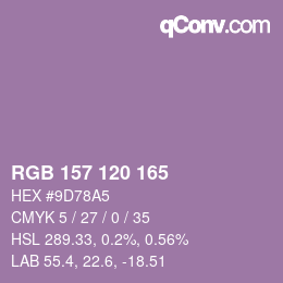 カラーコード: RGB 157 120 165 | qconv.com