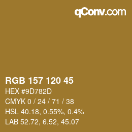 カラーコード: RGB 157 120 45 | qconv.com