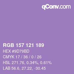 カラーコード: RGB 157 121 189 | qconv.com
