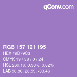 颜色代码: RGB 157 121 195 | qconv.com