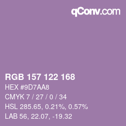 Código de color: RGB 157 122 168 | qconv.com