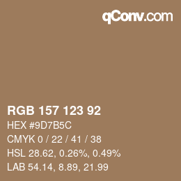 Color code: RGB 157 123 92 | qconv.com