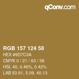 Farbcode: RGB 157 124 58 | qconv.com