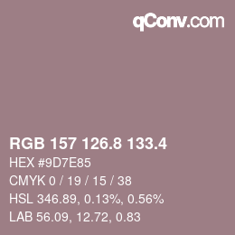 カラーコード: RGB 157 126.8 133.4 | qconv.com