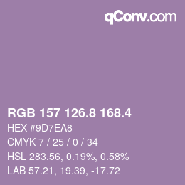 カラーコード: RGB 157 126.8 168.4 | qconv.com