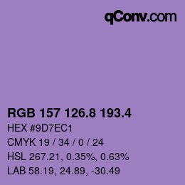 カラーコード: RGB 157 126.8 193.4 | qconv.com