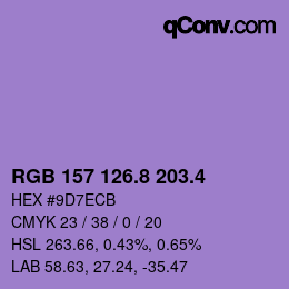 カラーコード: RGB 157 126.8 203.4 | qconv.com
