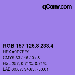 カラーコード: RGB 157 126.8 233.4 | qconv.com