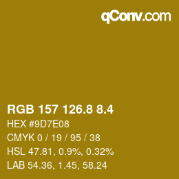 カラーコード: RGB 157 126.8 8.4 | qconv.com