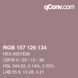 Farbcode: RGB 157 126 134 | qconv.com