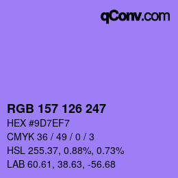 Color code: RGB 157 126 247 | qconv.com