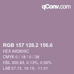 カラーコード: RGB 157 128.2 156.6 | qconv.com