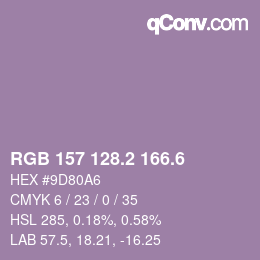 カラーコード: RGB 157 128.2 166.6 | qconv.com