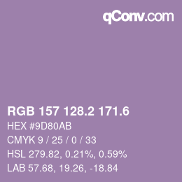 カラーコード: RGB 157 128.2 171.6 | qconv.com