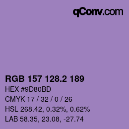 カラーコード: RGB 157 128.2 189 | qconv.com
