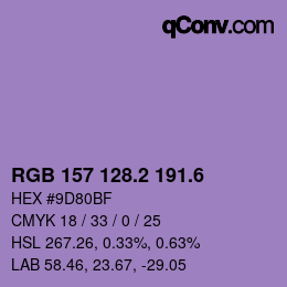 カラーコード: RGB 157 128.2 191.6 | qconv.com