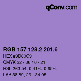 カラーコード: RGB 157 128.2 201.6 | qconv.com