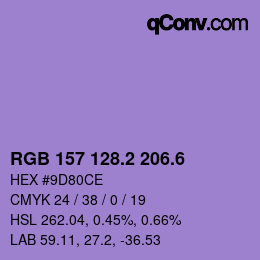 カラーコード: RGB 157 128.2 206.6 | qconv.com