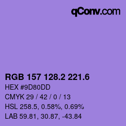 カラーコード: RGB 157 128.2 221.6 | qconv.com