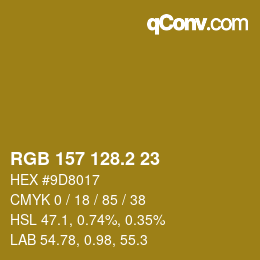 カラーコード: RGB 157 128.2 23 | qconv.com