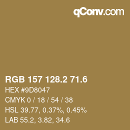 カラーコード: RGB 157 128.2 71.6 | qconv.com
