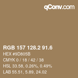 カラーコード: RGB 157 128.2 91.6 | qconv.com