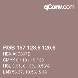 カラーコード: RGB 157 128.6 126.6 | qconv.com