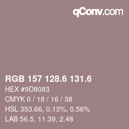 カラーコード: RGB 157 128.6 131.6 | qconv.com