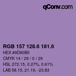 カラーコード: RGB 157 128.6 181.6 | qconv.com