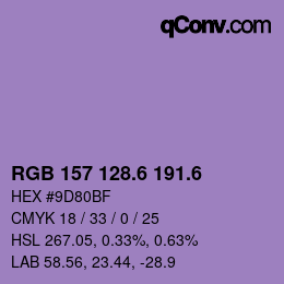 カラーコード: RGB 157 128.6 191.6 | qconv.com