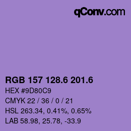 カラーコード: RGB 157 128.6 201.6 | qconv.com