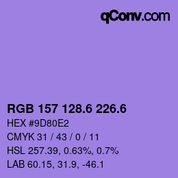 カラーコード: RGB 157 128.6 226.6 | qconv.com