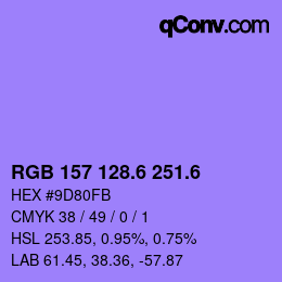 カラーコード: RGB 157 128.6 251.6 | qconv.com