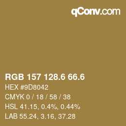カラーコード: RGB 157 128.6 66.6 | qconv.com