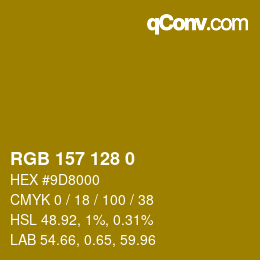 颜色代码: RGB 157 128 0 | qconv.com
