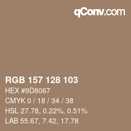 カラーコード: RGB 157 128 103 | qconv.com