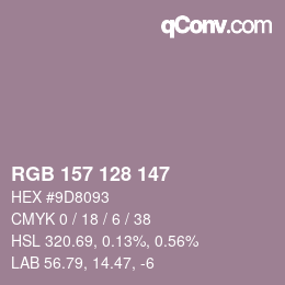 Color code: RGB 157 128 147 | qconv.com