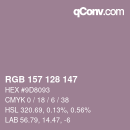 Color code: RGB 157 128 147 | qconv.com