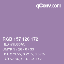 カラーコード: RGB 157 128 172 | qconv.com