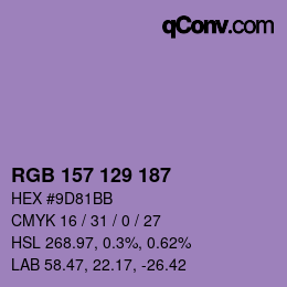 Color code: RGB 157 129 187 | qconv.com