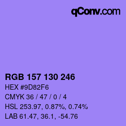 カラーコード: RGB 157 130 246 | qconv.com