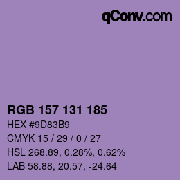 Código de color: RGB 157 131 185 | qconv.com