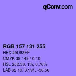 Color code: RGB 157 131 255 | qconv.com